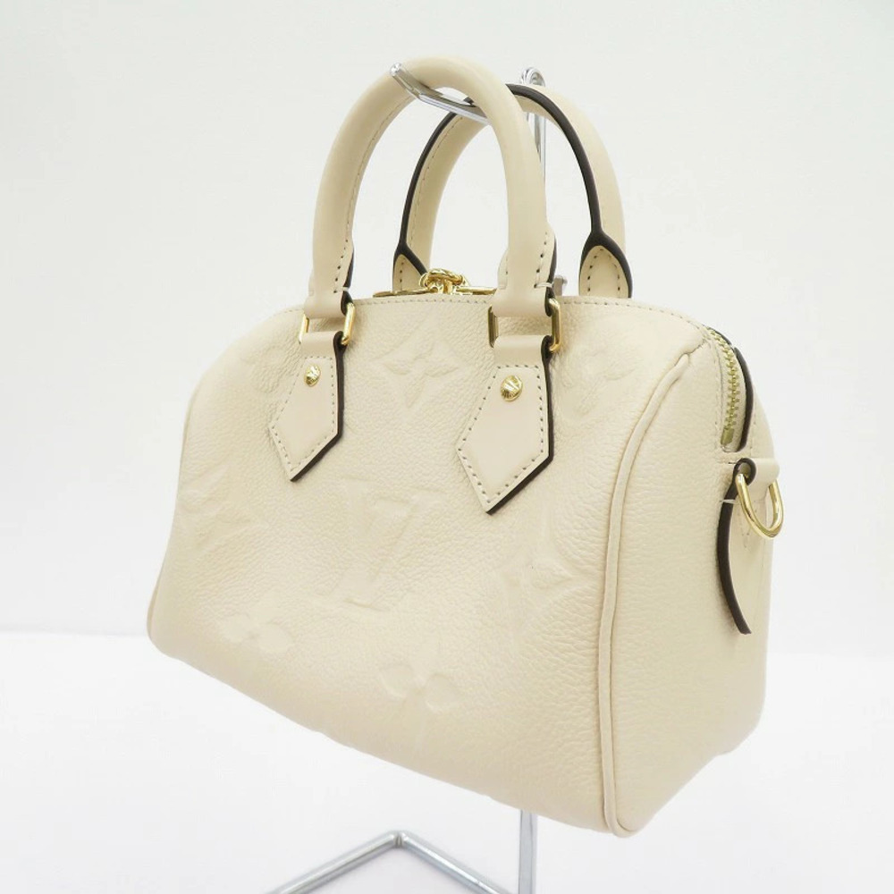 LOUIS VUITTON Monogram Empreinte Speedy Bandouliere Handbag Beige Cream